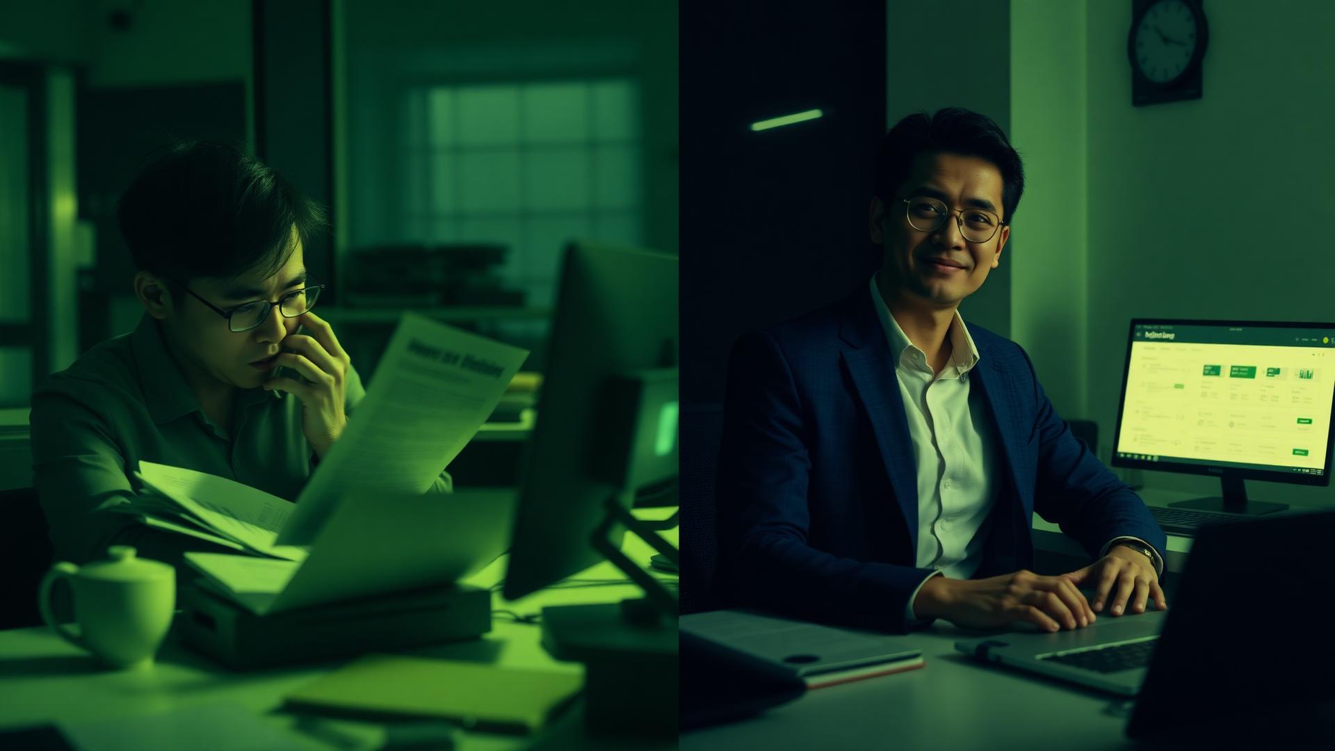 Stressed worker to confident manager transformation